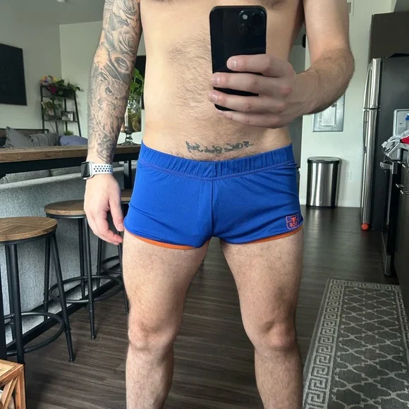 Blue and Orange Athletic Shorts - Picture 2 of 3
